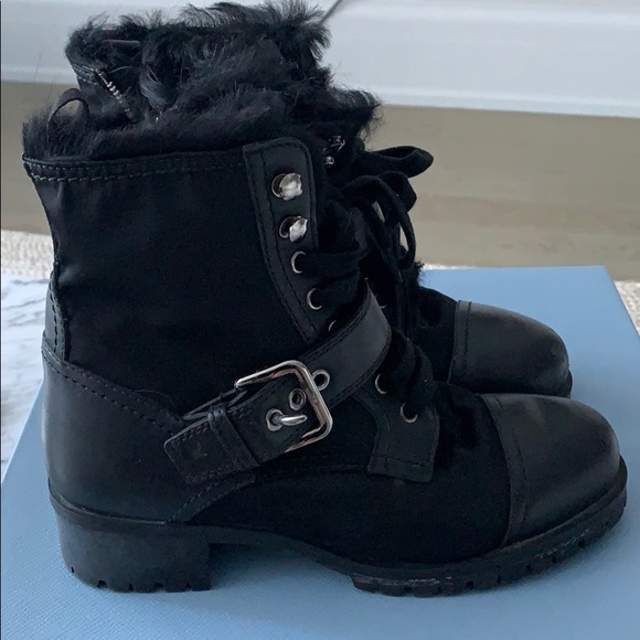 Prada Shoes - Prada nylon and shearling winter boots